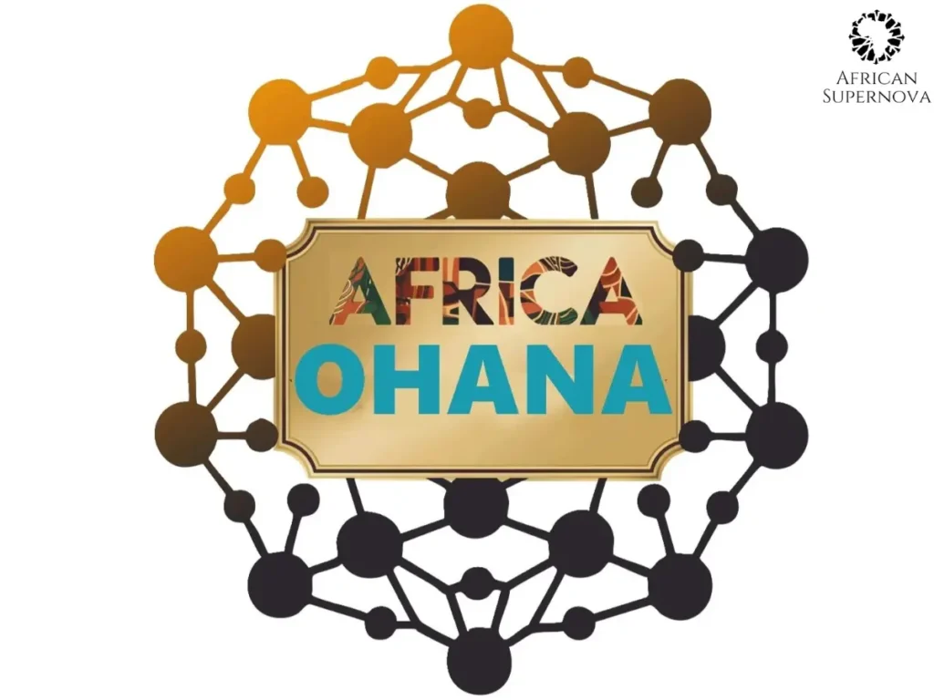 Logo of the Africa Ohana Salesforce Community featuring a vibrant design symbolizing unity and collaboration within the African Salesforce ecosystem, with elements representing the continent and Salesforce branding.